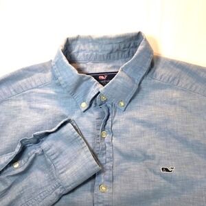 Vineyard Vines Whale Shirt Button Down Long Sleeve Casual Light Blue L